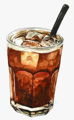 冰咖啡卡通手绘美式冰咖啡高清图片
