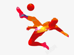 彩绘水彩踢足球的运动员矢量图素材