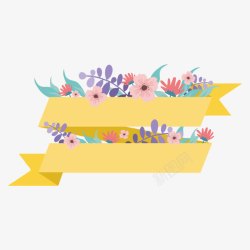 卡片标题春天黄色丝带花卉装饰高清图片