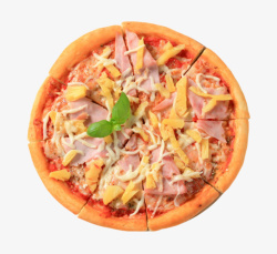 西餐主食实物培根蔬菜夏威夷披萨高清图片