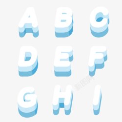 ABCDEFGHI手绘云朵立体英文字母ABC高清图片