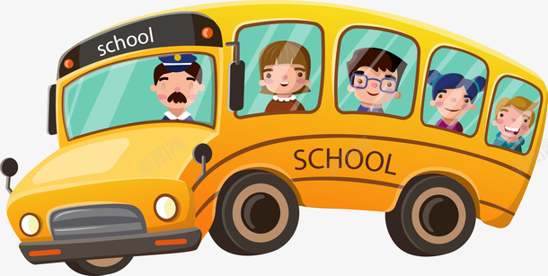 可爱手绘校车png免抠素材_88icon https://88icon.com 上课 卡通 学习 学校 学生 扁平化 校园 校车 浅色 车子 黄色