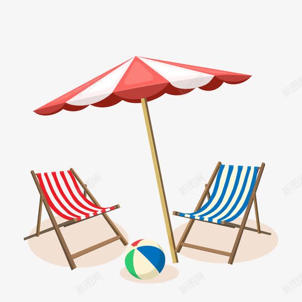 沙滩椅png免抠素材_88icon https://88icon.com 夏日 太阳伞 排球 条纹