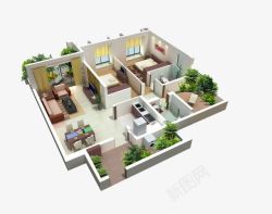 房屋3D效果图3D立体户型样式高清图片