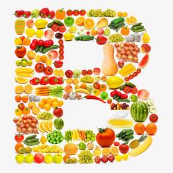 水果和蔬菜组成的字母B素材