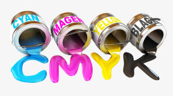 CMYK彩色颜料桶素材