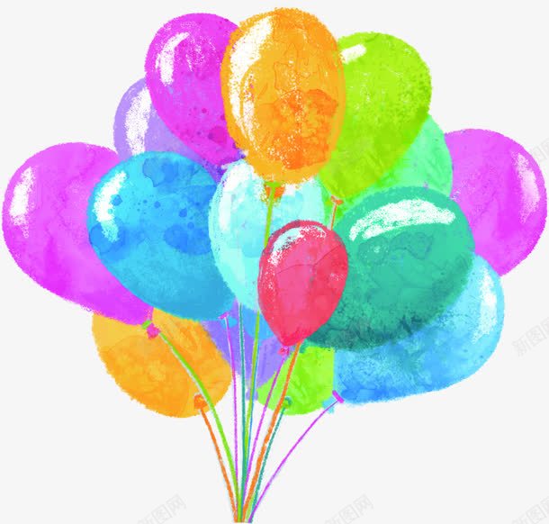 手绘彩绘气球一串气球装饰png免抠素材_88icon https://88icon.com 一串 彩绘 手绘 气球 装饰