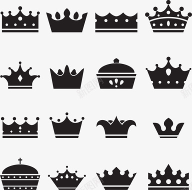 高贵组合手绘黑色皇冠图标图标