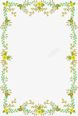 夏季花藤可爱小黄花婚礼边框矢量图高清图片