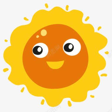 吃西瓜儿童插画手绘太阳图标图标