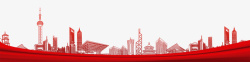 国庆节红色上海旅游风景艺术图素材