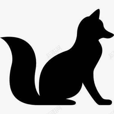 野生动物狐狸坐图标图标