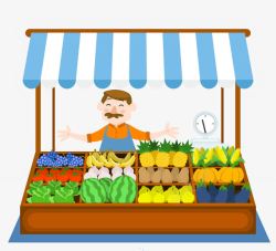 菜市场卖蔬果的卡通大叔高清图片