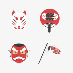 日本武士面具卡通日本新年祭高清图片