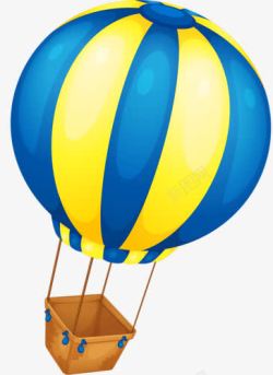 条纹方格热气球黄蓝色条纹卡通热气球高清图片