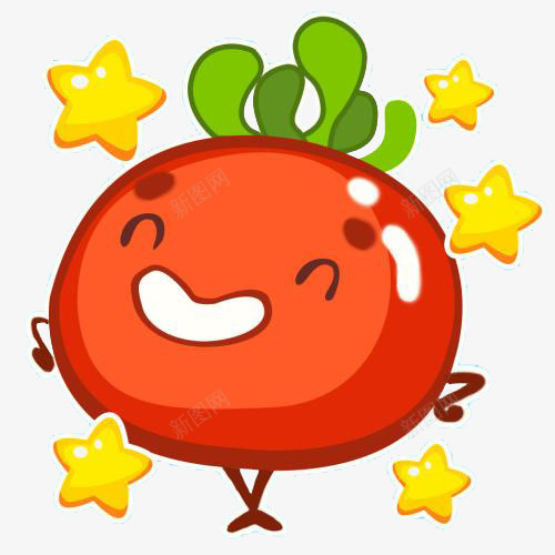 开心的卡通番茄png免抠素材_88icon https://88icon.com 亮晶晶的小星星 吃货 果汁四溅 红色的西红柿 绿色的西红柿叶子 自豪的西红柿 蔬菜