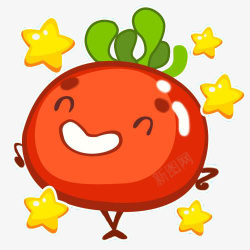 西红柿果汁开心的卡通番茄高清图片