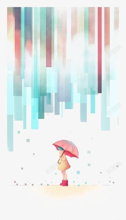 卡通撑伞女孩png免抠素材_88icon https://88icon.com 下雨天 手绘女孩 水彩女孩 水彩雨滴 红色雨伞