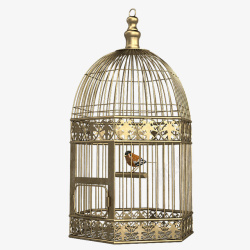 金色鸟笼镂空金色中式鸟笼高清图片
