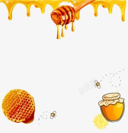洋槐蜜蜂蜜蜂巢蜜罐高清图片