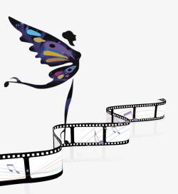 彩色胶带飞舞的蝴蝶高清图片