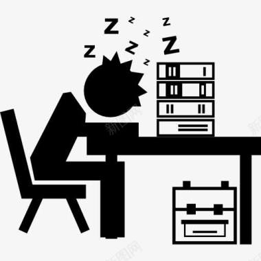 教授或学生睡在他的书桌上的书叠图标图标
