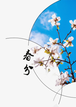二十四节气之春分小清新梅花装饰素材