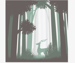淡蓝色插画库麋鹿自然风景插画矢量图高清图片