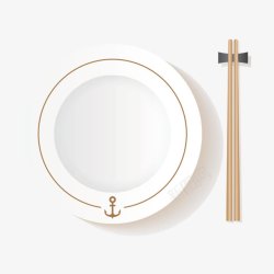 木质手绘盘子和筷子高清图片