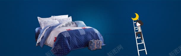 卡通唯美家纺banner背景图jpg设计背景_88icon https://88icon.com 家纺 家纺卖场背景 床 手绘 月亮 枕头 海报 淘宝海报 网页模板 蚕丝被