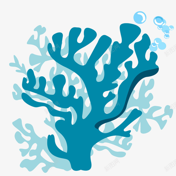 蓝色海洋植物水草矢量图ai免抠素材_88icon https://88icon.com 外来水生植物 有害水草 水草 泡泡 海洋 绿色水草 矢量图