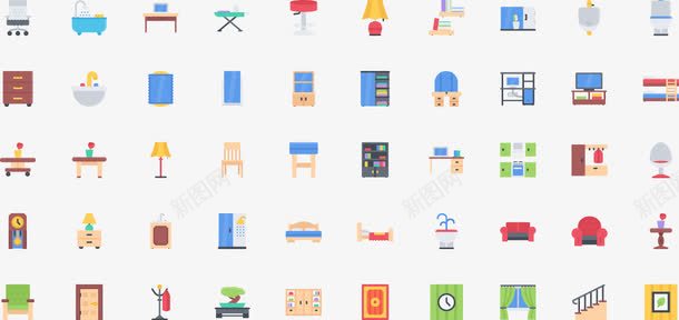 家具和家居家居家具彩色扁平图标icon图标