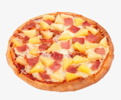 家庭披萨饼实物菠萝火腿夏威夷披萨高清图片