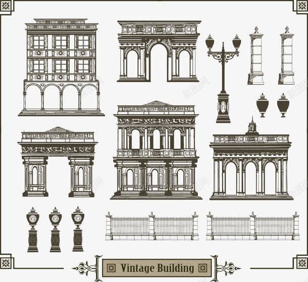 欧式分解png免抠素材_88icon https://88icon.com 卡通建筑 建筑 手绘建筑 欧式建筑 欧式设计分解 矢量建筑