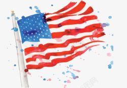 水彩手绘美国国旗矢量图素材
