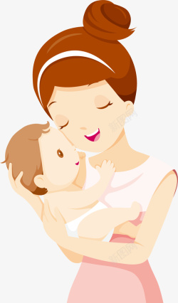妈妈抱着婴儿手绘卡通母婴妈妈和婴儿高清图片