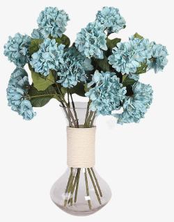 蓝色花瓶植物花朵花瓶蓝色纸花高清图片