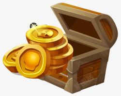 黄金宝物金币箱子图标高清图片