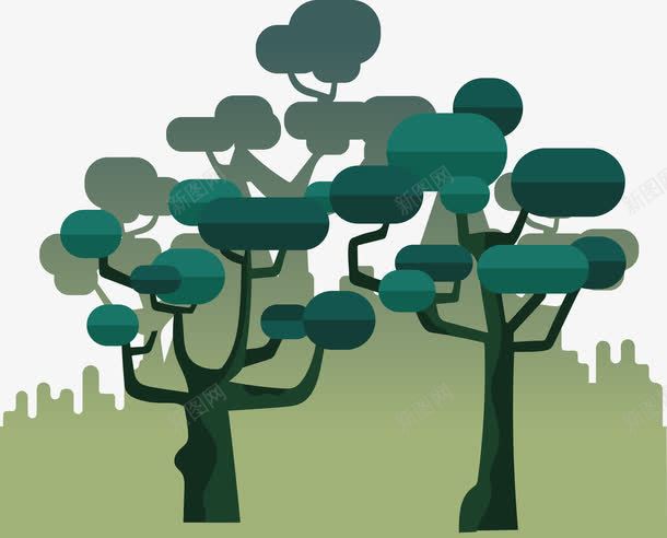 深色树林png免抠素材_88icon https://88icon.com 几何 剪影 松树 树枝 热带丛林