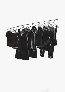 晾衣服衣架黑色衣橱高清图片