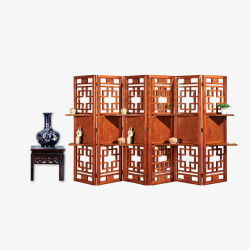 文艺复古中式家具屏风红木家具实木图案高清图片