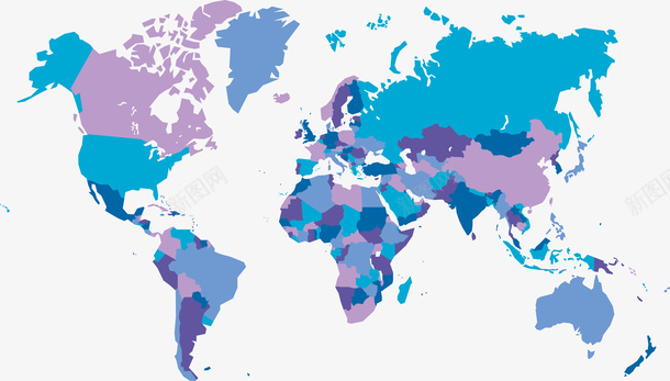 蓝色行政区世界地图png免抠素材_88icon https://88icon.com 世界地图 矢量地图 矢量素材 蓝紫色地图 行政区