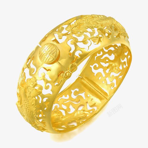 周生生黄金手镯足金通花龙凤婚嫁png免抠素材_88icon https://88icon.com 产品实物 双十一宝贝 电商产品