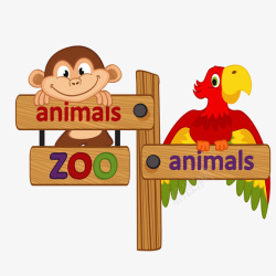zoo卡通动物园的指示牌高清图片