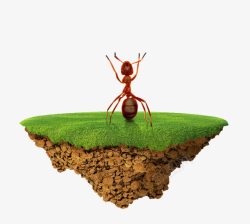 创意合成绿色的草地蚂蚁素材
