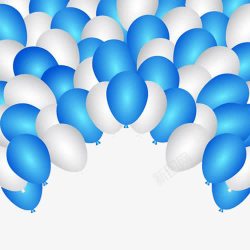 蓝白气球团素材