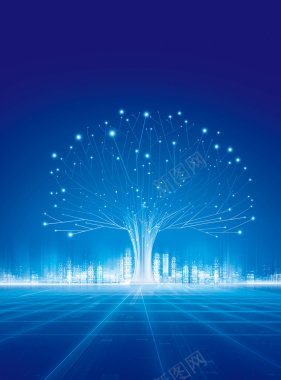 蓝色科技树海报背景背景