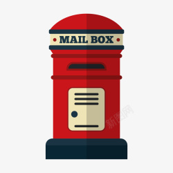 信箱装饰扁平化红色信箱邮筒高清图片
