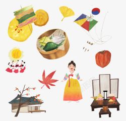 朝鲜传统文化插画素材