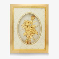 3d金玫瑰花框画摆件素材